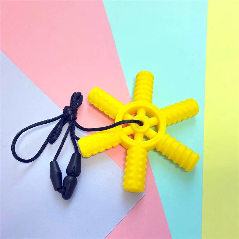 5pcs Baby Silicone Creative Chewing Necklace Teether Autism Sensory Chewing Pendant Oral Sports Toys