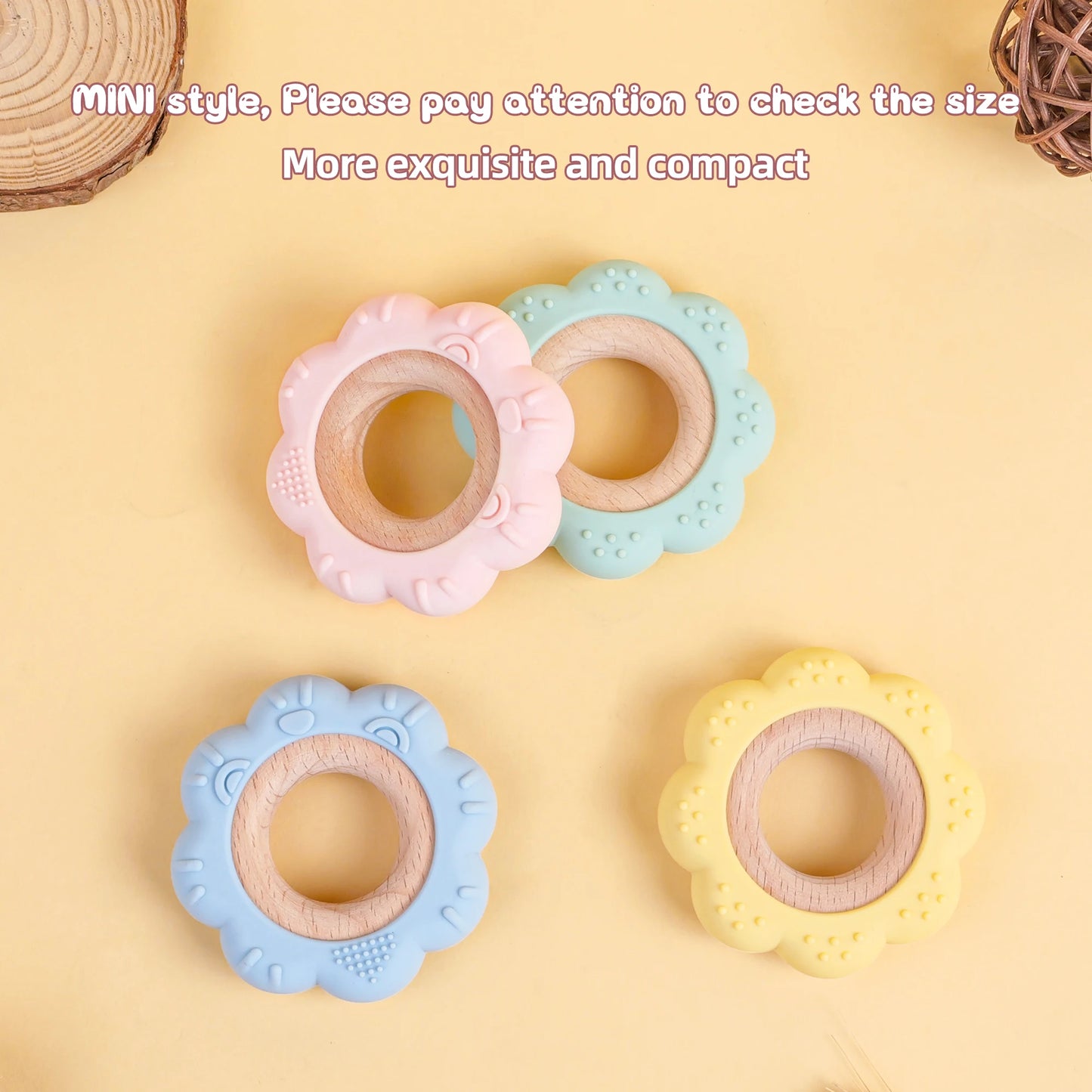 TYRY.HU 1Pcs Baby Silicone Teething Ring Soft Silicone Teether Newborn Baby Accessories Cartoon Silicone Teething Toys