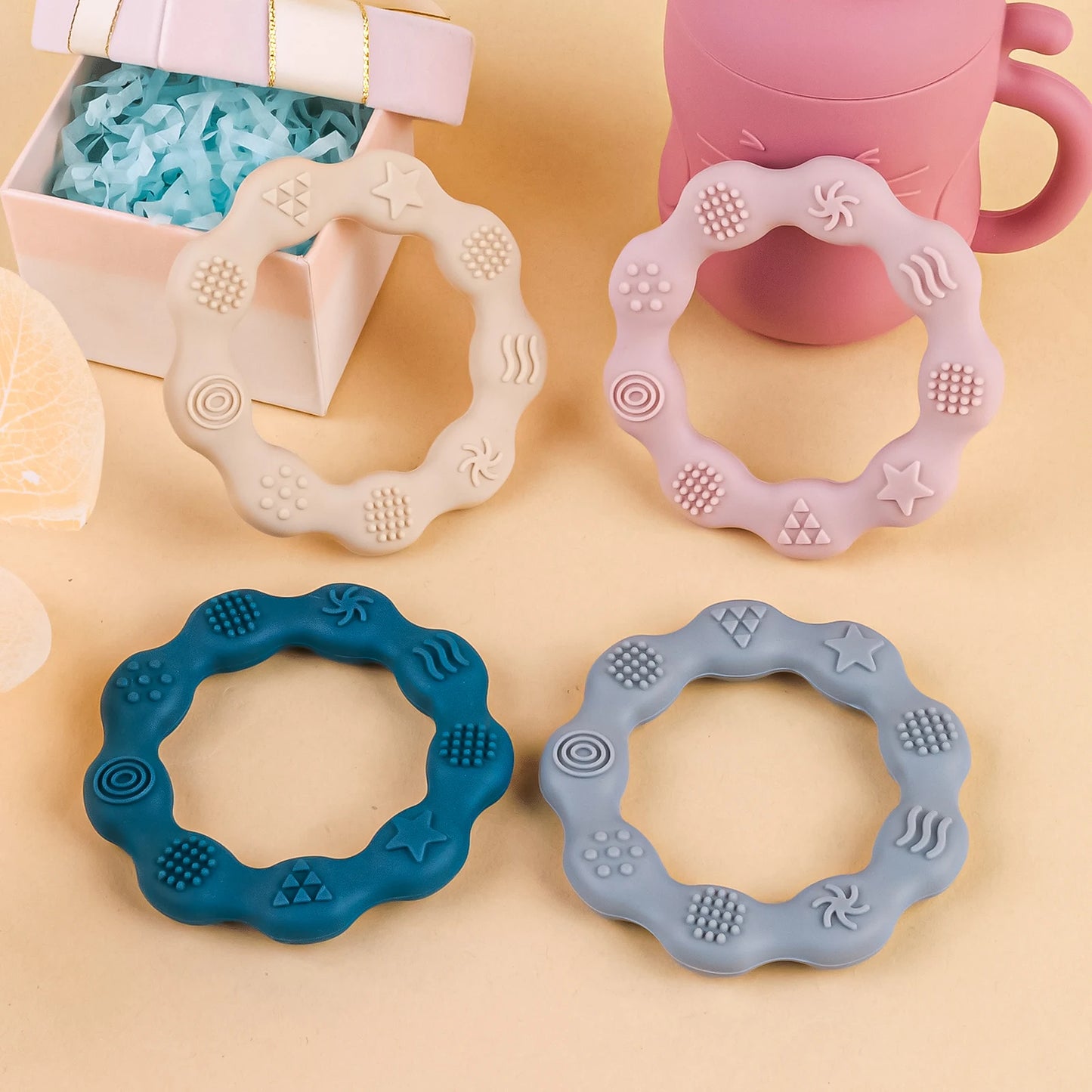 TYRY.HU 1Pcs Baby Silicone Teething Ring Soft Silicone Teether Newborn Baby Accessories Cartoon Silicone Teething Toys