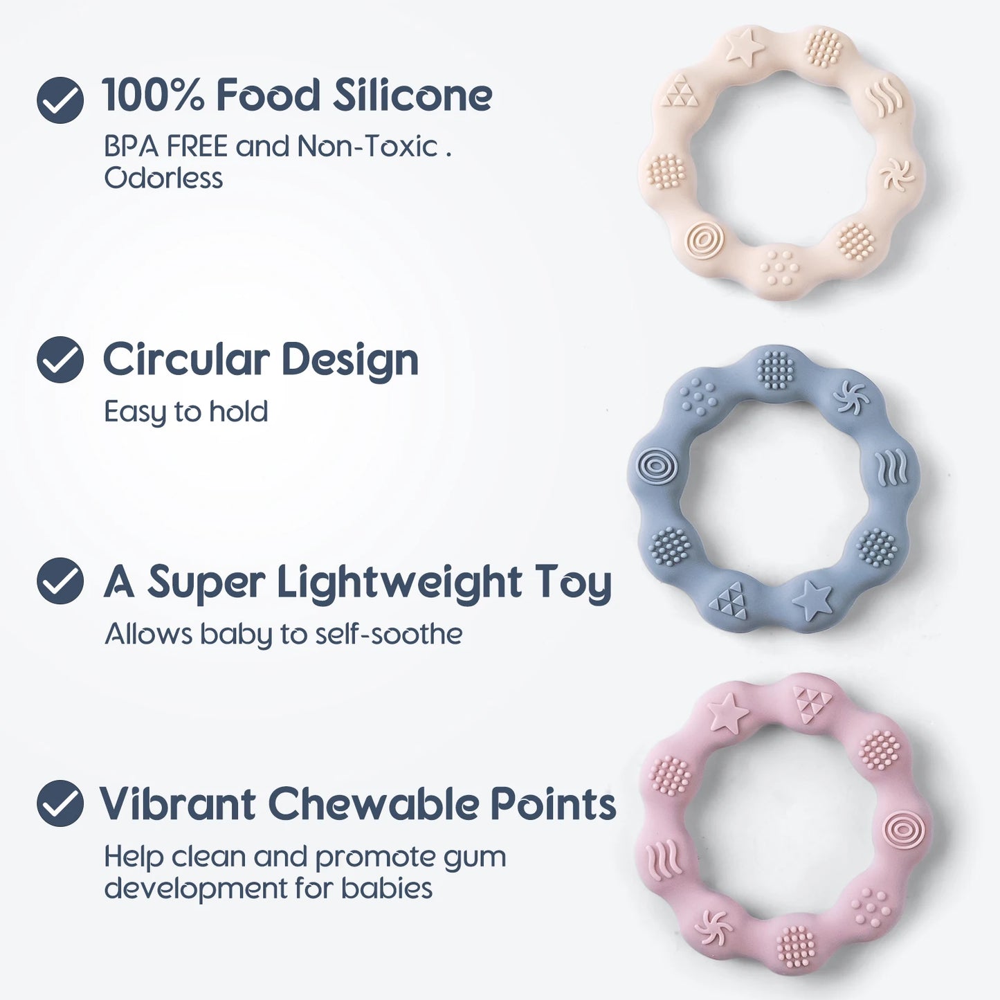 TYRY.HU 1Pcs Baby Silicone Teething Ring Soft Silicone Teether Newborn Baby Accessories Cartoon Silicone Teething Toys