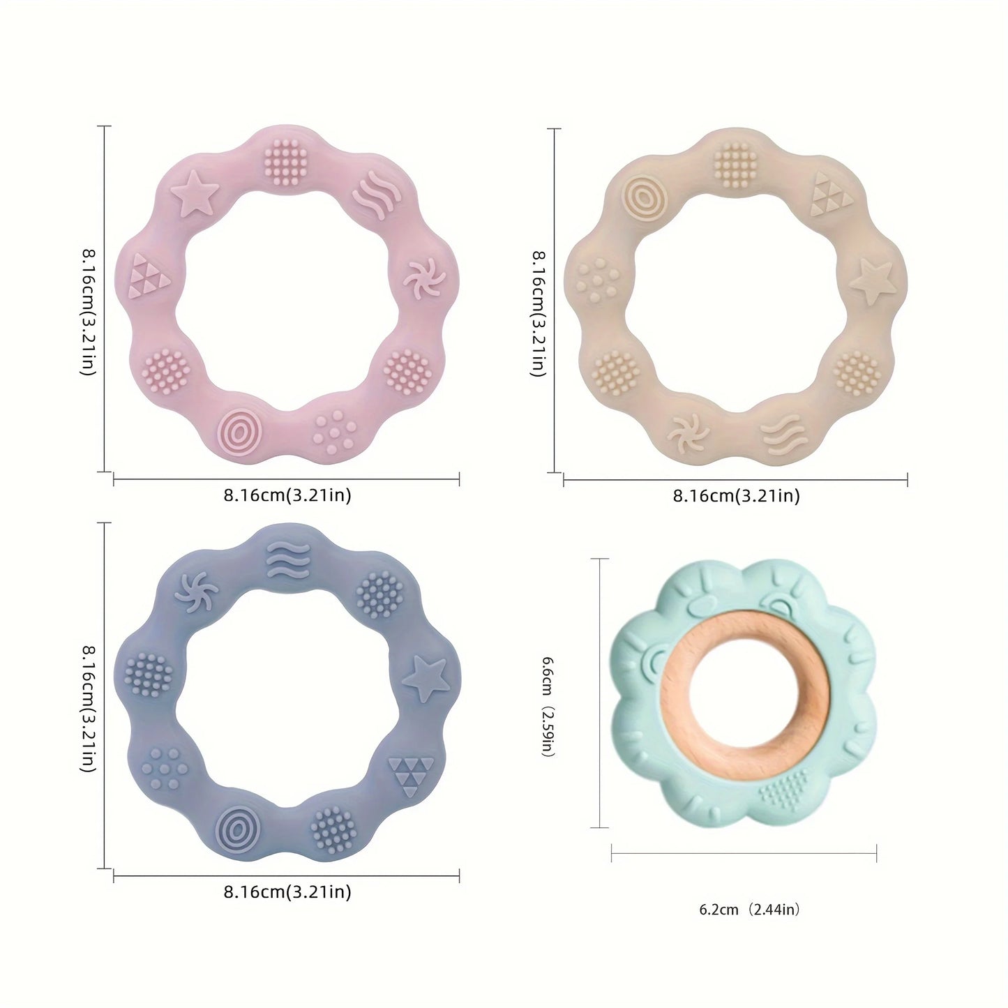 TYRY.HU 1Pcs Baby Silicone Teething Ring Soft Silicone Teether Newborn Baby Accessories Cartoon Silicone Teething Toys