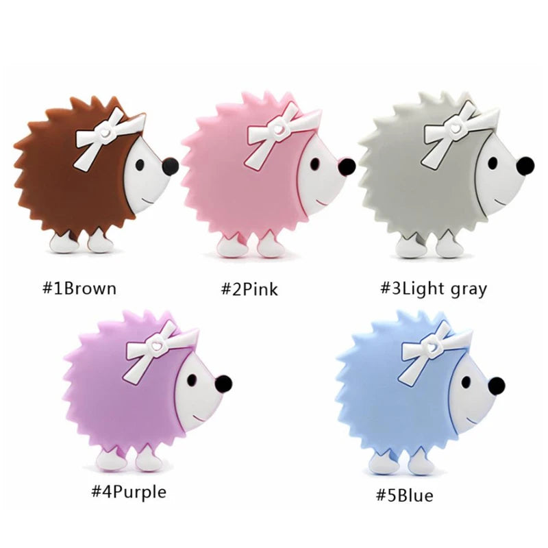 5pcs food grade silicone baby teether baby teething toy pendant bear rabbit cat dinosaur beads DIY hippo lion chew