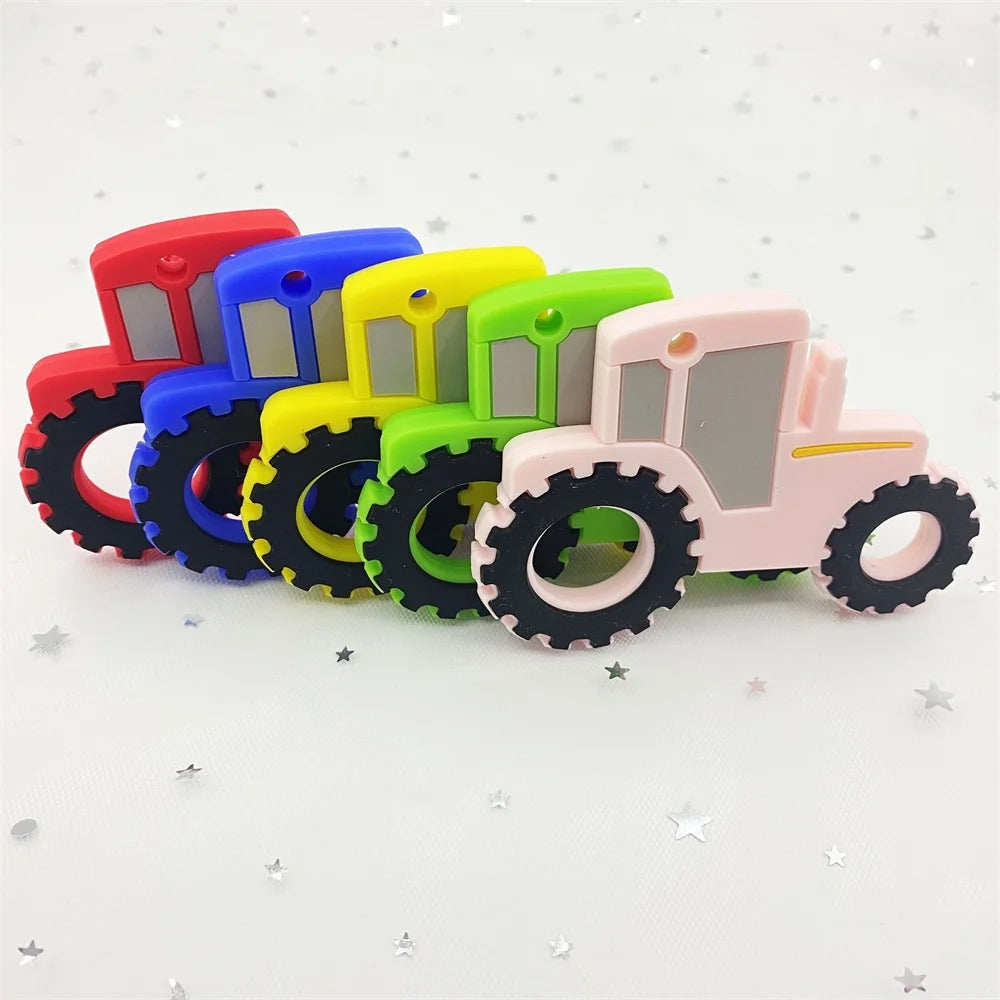 5pcs food grade silicone baby teether baby teething toy pendant bear rabbit cat dinosaur beads DIY hippo lion chew