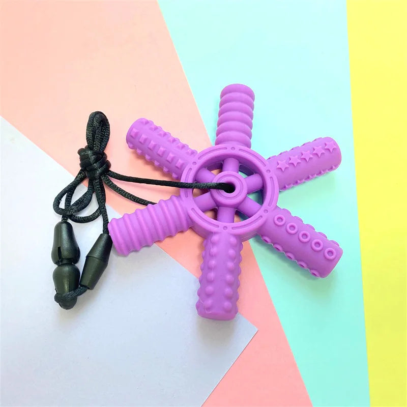 5pcs Baby Silicone Creative Chewing Necklace Teether Autism Sensory Chewing Pendant Oral Sports Toys