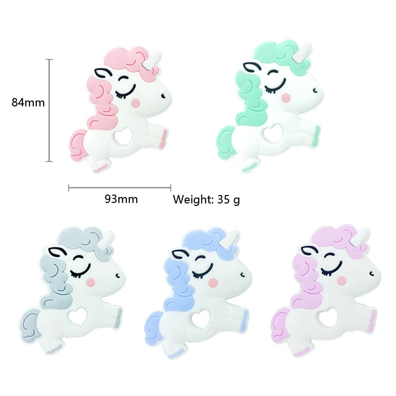 5pcs food grade silicone baby teether baby teething toy pendant bear rabbit cat dinosaur beads DIY hippo lion chew