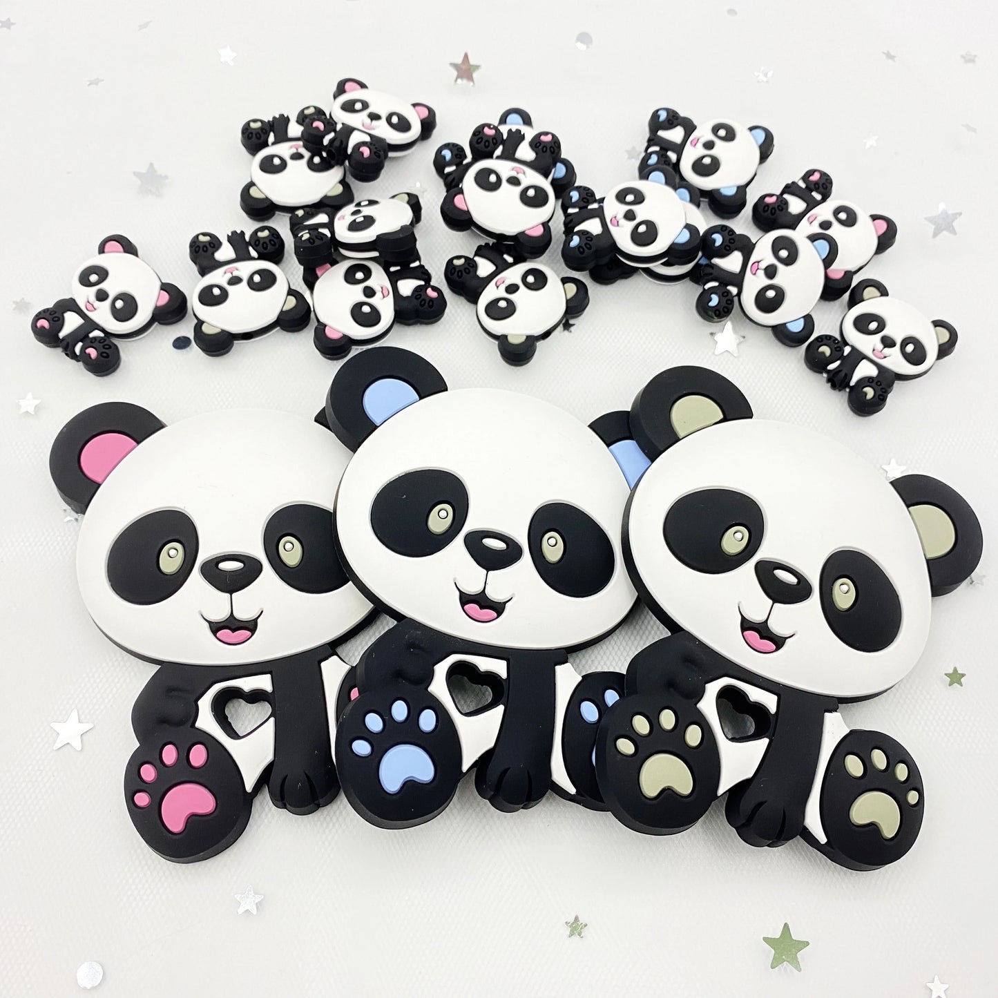 5pcs food grade silicone baby teether baby teething toy pendant bear rabbit cat dinosaur beads DIY hippo lion chew