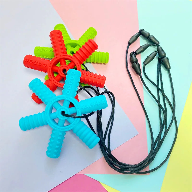 5pcs Baby Silicone Creative Chewing Necklace Teether Autism Sensory Chewing Pendant Oral Sports Toys