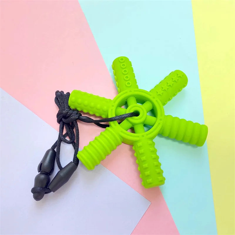 5pcs Baby Silicone Creative Chewing Necklace Teether Autism Sensory Chewing Pendant Oral Sports Toys