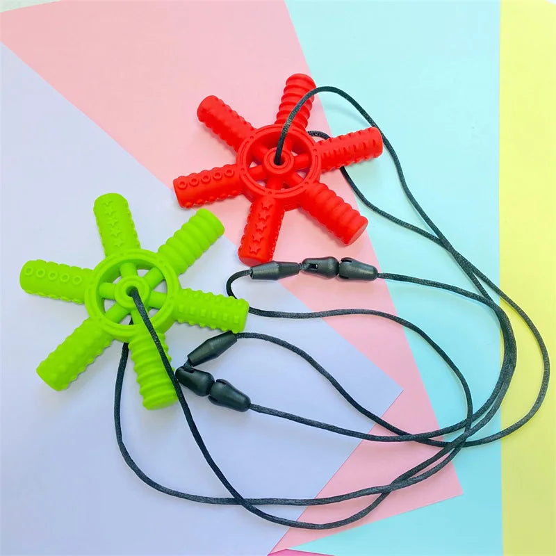 5pcs Baby Silicone Creative Chewing Necklace Teether Autism Sensory Chewing Pendant Oral Sports Toys
