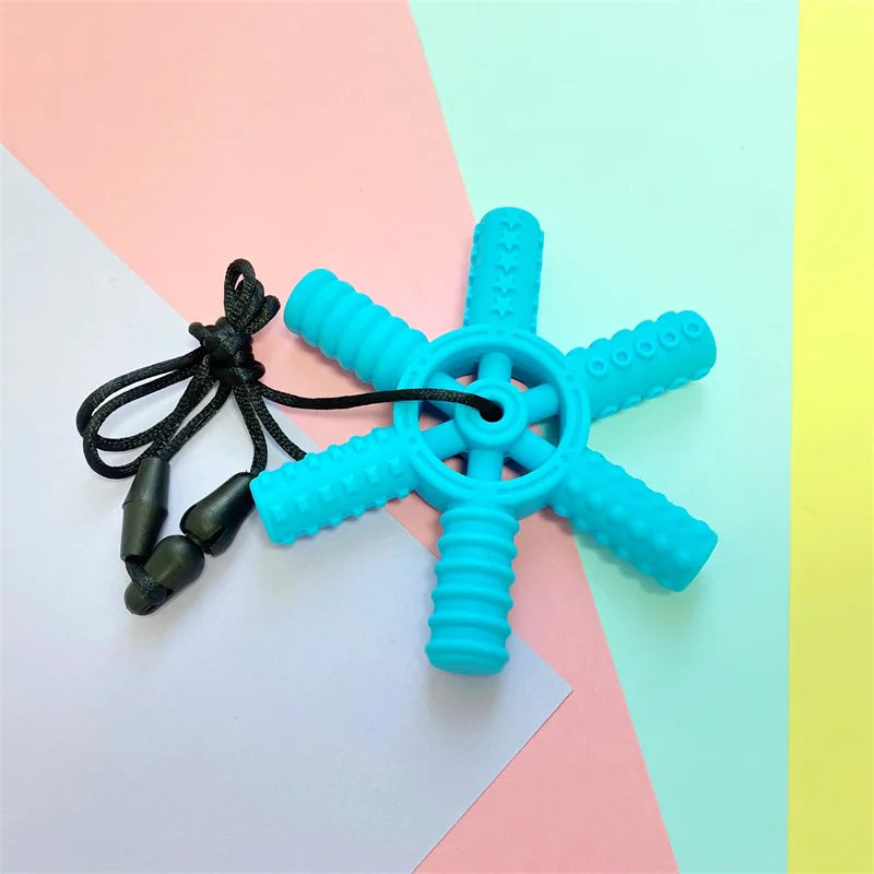 5pcs Baby Silicone Creative Chewing Necklace Teether Autism Sensory Chewing Pendant Oral Sports Toys