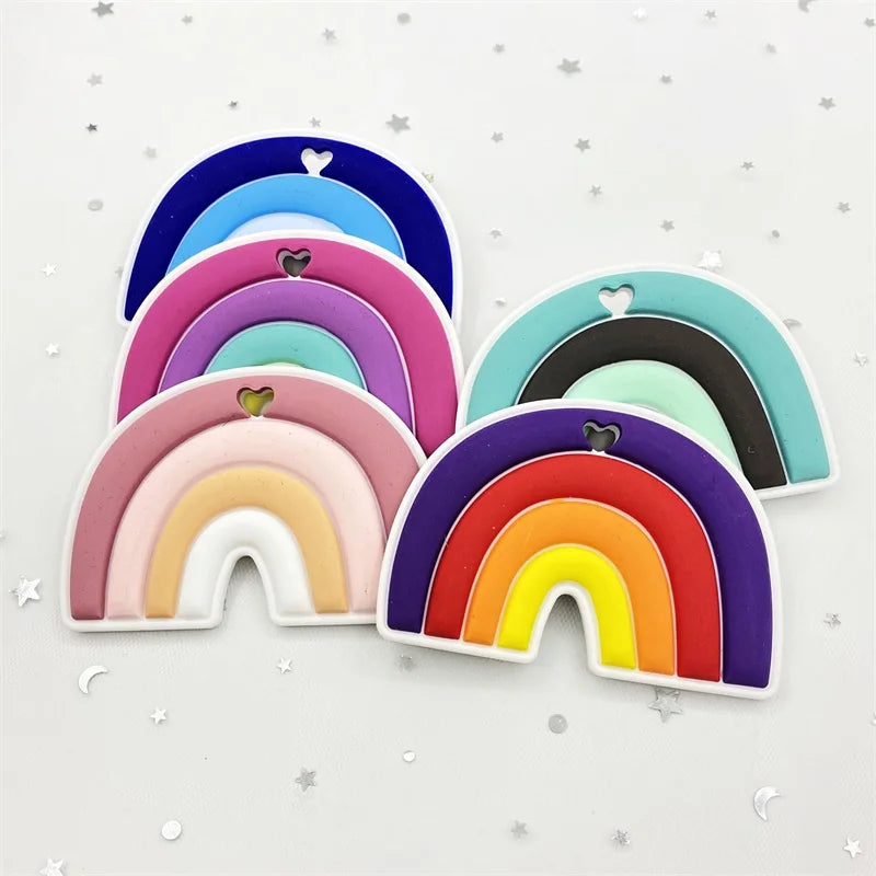 5pcs food grade silicone baby teether baby teething toy pendant bear rabbit cat dinosaur beads DIY hippo lion chew