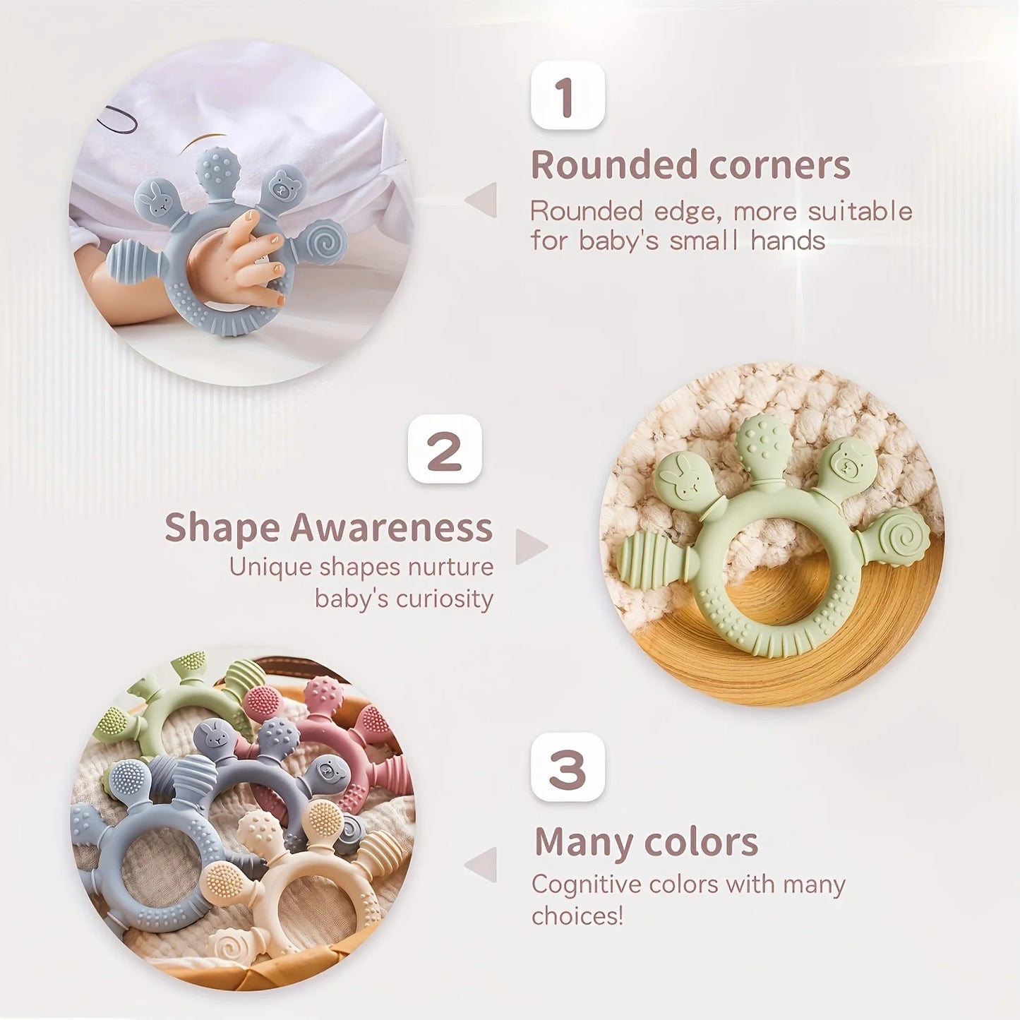 Baby silicone teether anti-eating hand grasping training biting and biting and biting teething sticks nibbling toys chewing teet