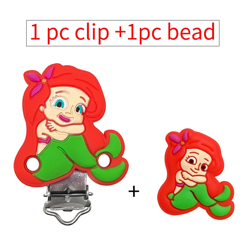 2pcs/set Silicone Cartoon Pacifier Clip Molar Bead DIY Pacifier Chain Jewelry Accessories