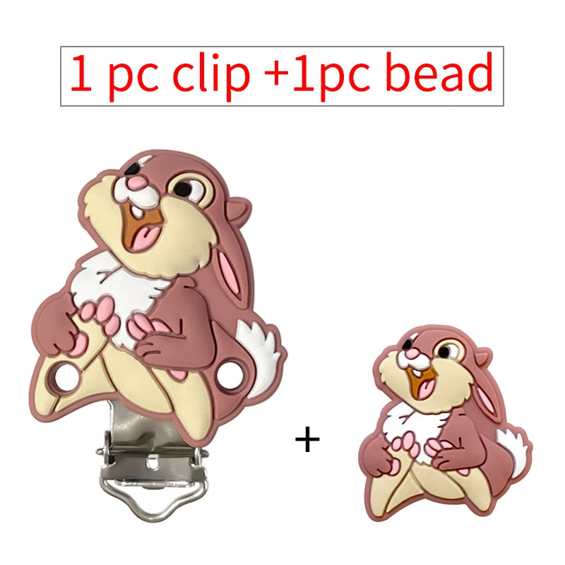 2pcs/set Silicone Cartoon Pacifier Clip Molar Bead DIY Pacifier Chain Jewelry Accessories