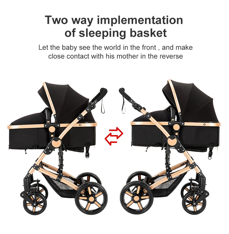 Multifunctional Stroller 3-in-1 with Car Seat and Isofix Newborn Travel System High View Pram Foldable Portable Carriage