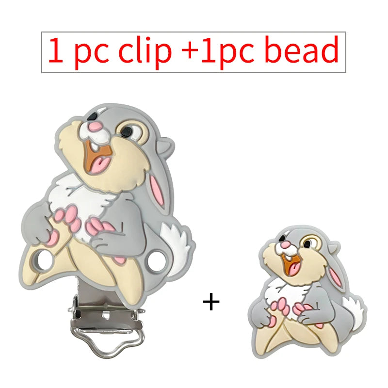2pcs/set Silicone Cartoon Pacifier Clip Molar Bead DIY Pacifier Chain Jewelry Accessories