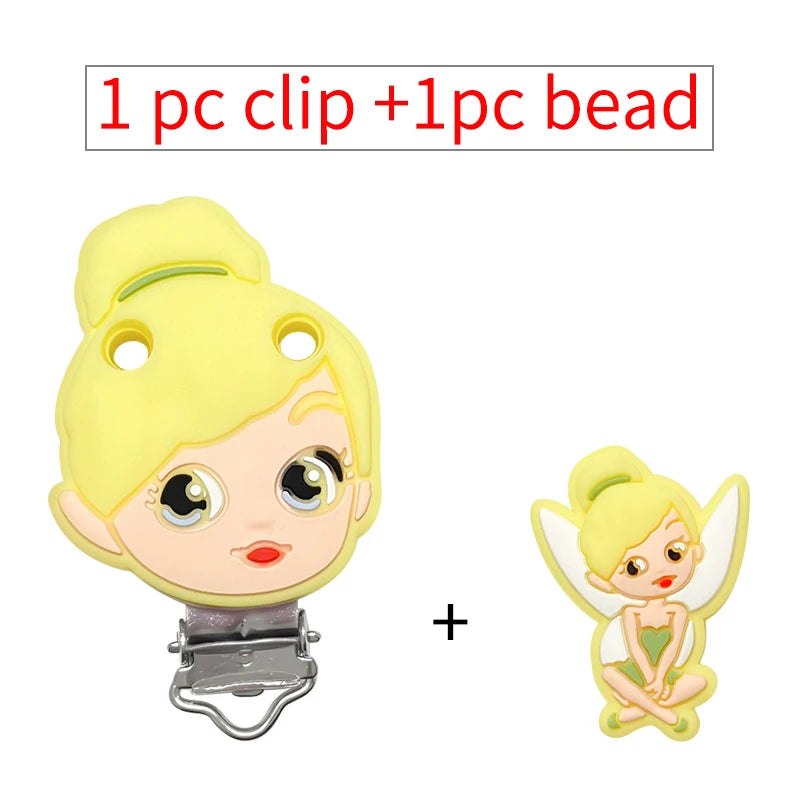 2pcs/set Silicone Cartoon Pacifier Clip Molar Bead DIY Pacifier Chain Jewelry Accessories