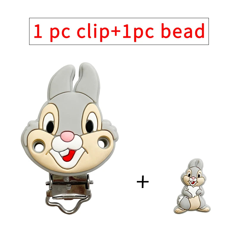 2pcs/set Silicone Cartoon Pacifier Clip Molar Bead DIY Pacifier Chain Jewelry Accessories