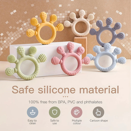 Baby silicone teether anti-eating hand grasping training biting and biting and biting teething sticks nibbling toys chewing teet