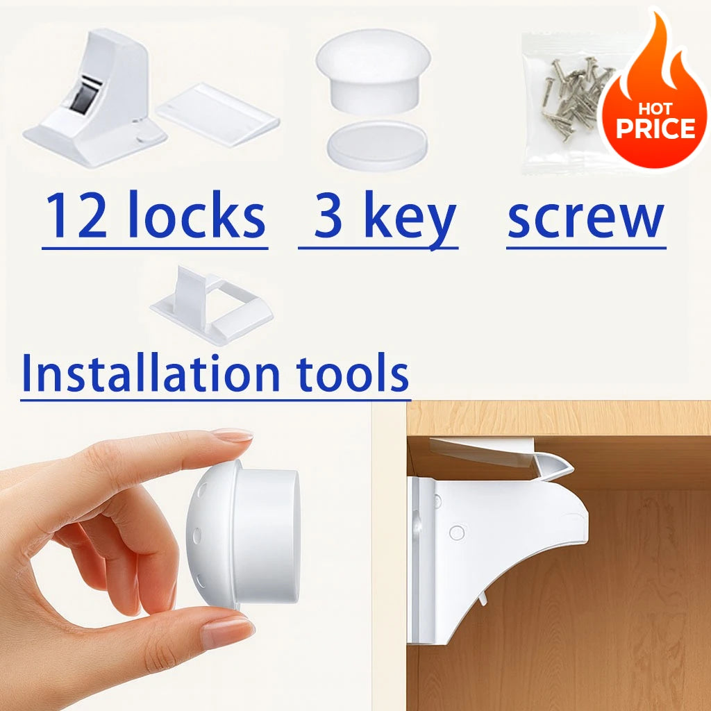 New Style Baby Safety Lock Invisible Magnetic Locks Baby Proofing Products Safety Accessories Self-adhesive or Screw Fixed