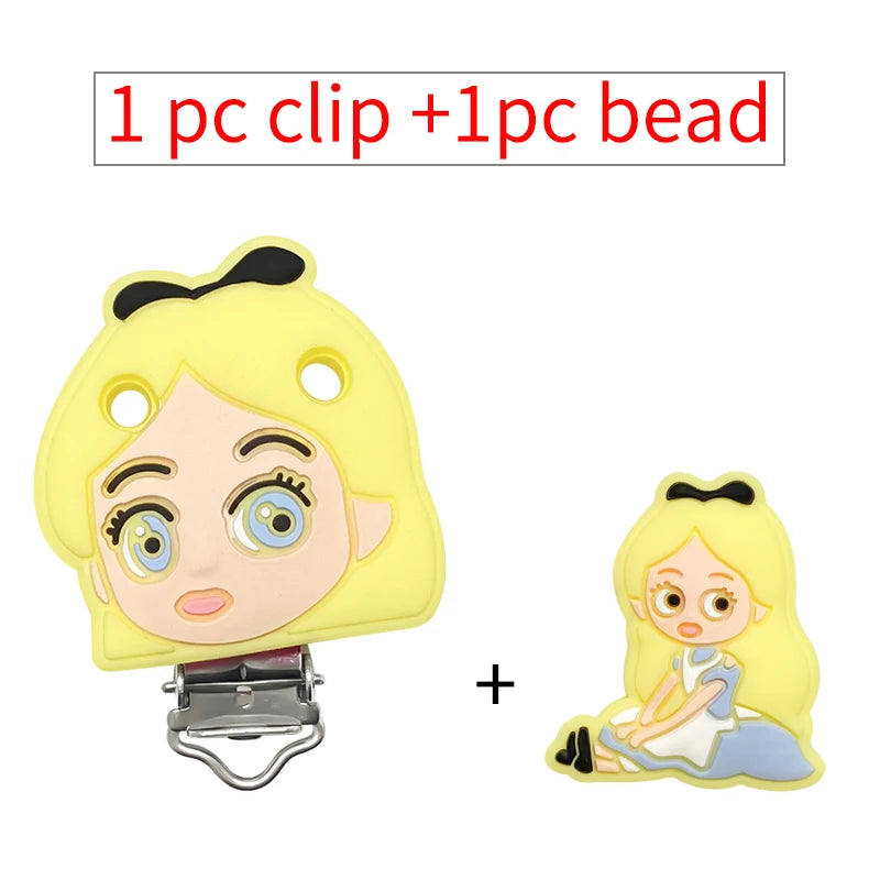 2pcs/set Silicone Cartoon Pacifier Clip Molar Bead DIY Pacifier Chain Jewelry Accessories