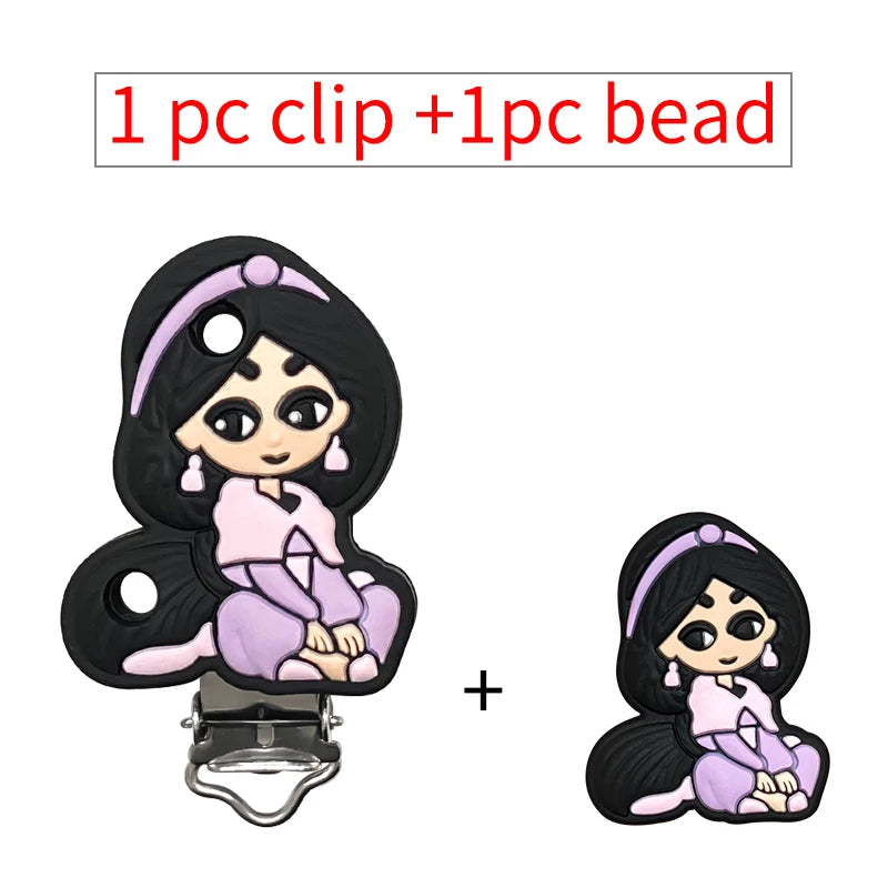 2pcs/set Silicone Cartoon Pacifier Clip Molar Bead DIY Pacifier Chain Jewelry Accessories