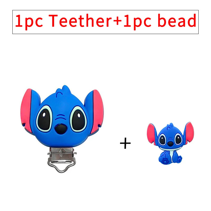 2pcs/set Silicone Cartoon Pacifier Clip Molar Bead DIY Pacifier Chain Jewelry Accessories