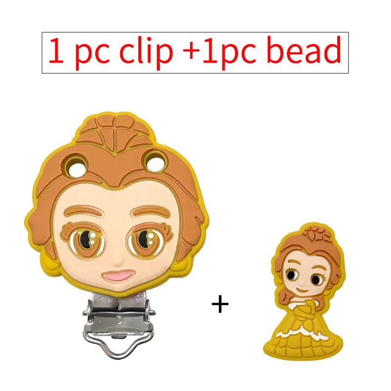 2pcs/set Silicone Cartoon Pacifier Clip Molar Bead DIY Pacifier Chain Jewelry Accessories