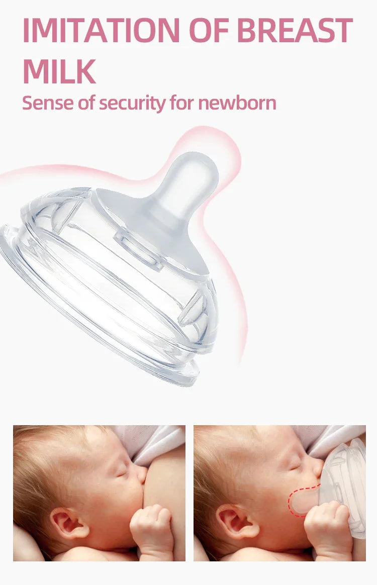 1pc Silicone Baby Bottle 150ml/240ml Soft Durable against drops Big Mouth Pacifier Head Silicone with Handle and Gravity Ball