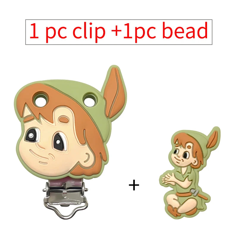 2pcs/set Silicone Cartoon Pacifier Clip Molar Bead DIY Pacifier Chain Jewelry Accessories