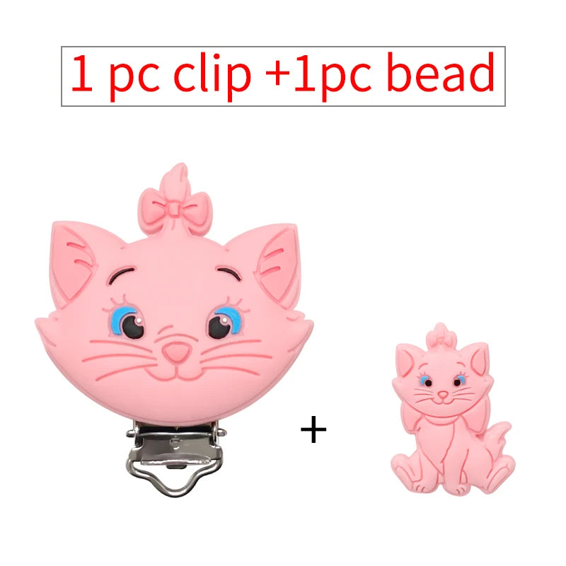 2pcs/set Silicone Cartoon Pacifier Clip Molar Bead DIY Pacifier Chain Jewelry Accessories