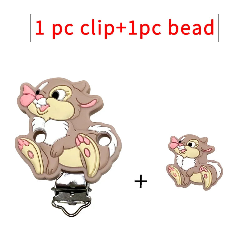 2pcs/set Silicone Cartoon Pacifier Clip Molar Bead DIY Pacifier Chain Jewelry Accessories