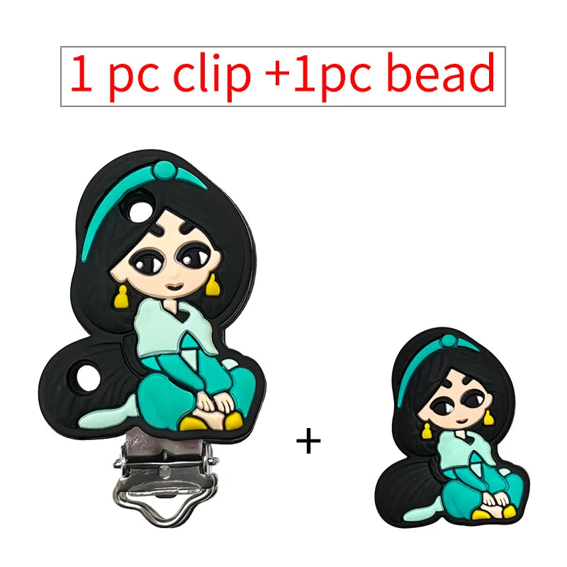2pcs/set Silicone Cartoon Pacifier Clip Molar Bead DIY Pacifier Chain Jewelry Accessories